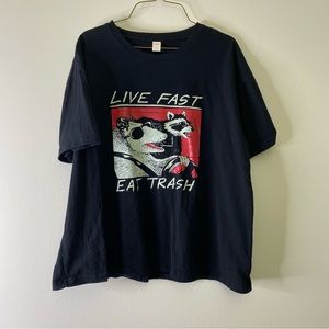 Live Fast Eat Trash Romwe Graphic Shirt Size L New